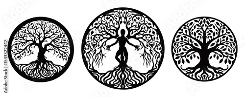 tree of life symbols collection line art design