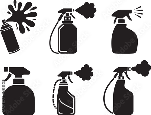Cleaning spray bottles and aerosol can icons. eps-10
