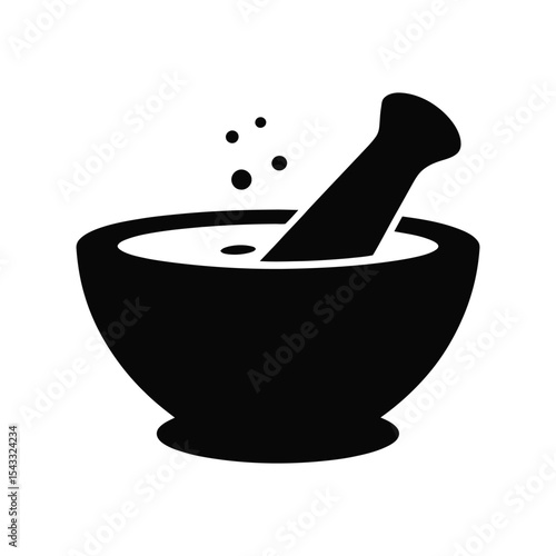 Mortar and pestle isolated on white background for grinding herbs