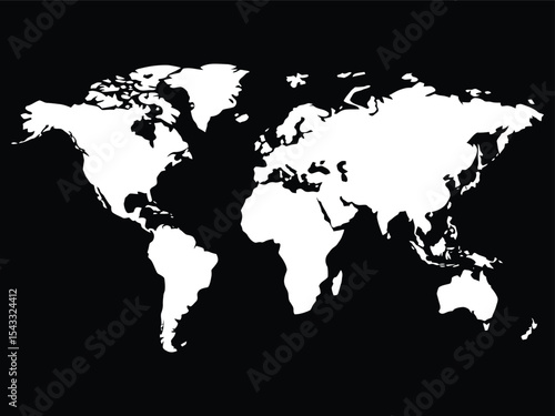 High-Resolution World Map A Clean, Simple Vector Illustration of the Earth's Continents and Oceans, Perfect for Educational, Travel, or Geographic Projects