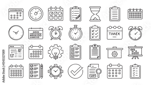 Time Management and Scheduling Icons Set
