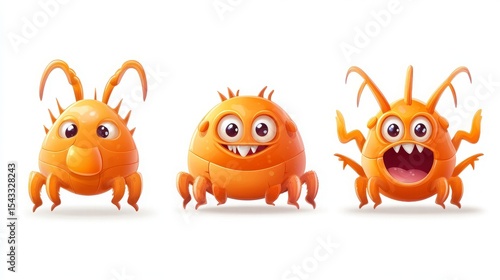 Louse 3D sticker Emoji icon illustration, funny little animals, louse on a white background. Louse 3D sticker Emoji icon illustration, louse on a white background, funny little animals