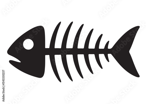 fish bone logo silhouette vector illustration, fish skeleton logo icon silhouette, fishbone silhouette swimming vector illustration, skeleton of fish vector silhouette logo design on white background