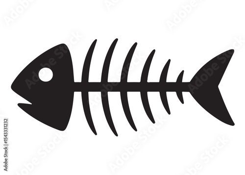 fish bone logo silhouette vector illustration, fish skeleton logo icon silhouette, fishbone silhouette swimming vector illustration, skeleton of fish vector silhouette logo design on white background