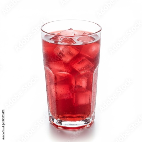 Red Icy Beverage in Glass on White Background