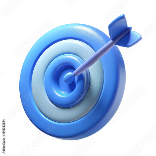 3d render blue target arrow icon isolated on transparent background