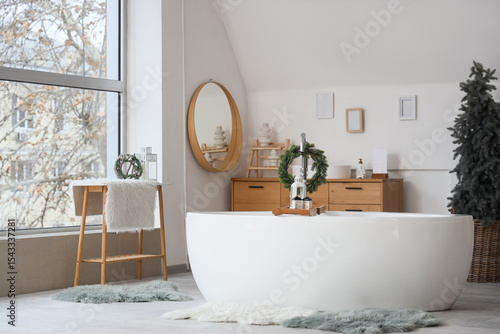 Interior of light bathroom ...