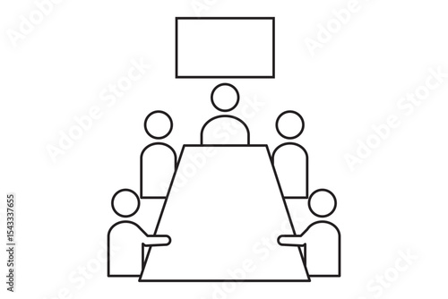 Meeting room icon. Conference symbol modern, simple, vector, icon for website design. Board room members sitting around a table icon. 