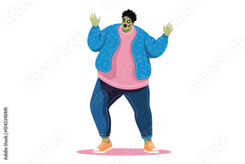 Cartoon vector illustration of a Halloween zombie character