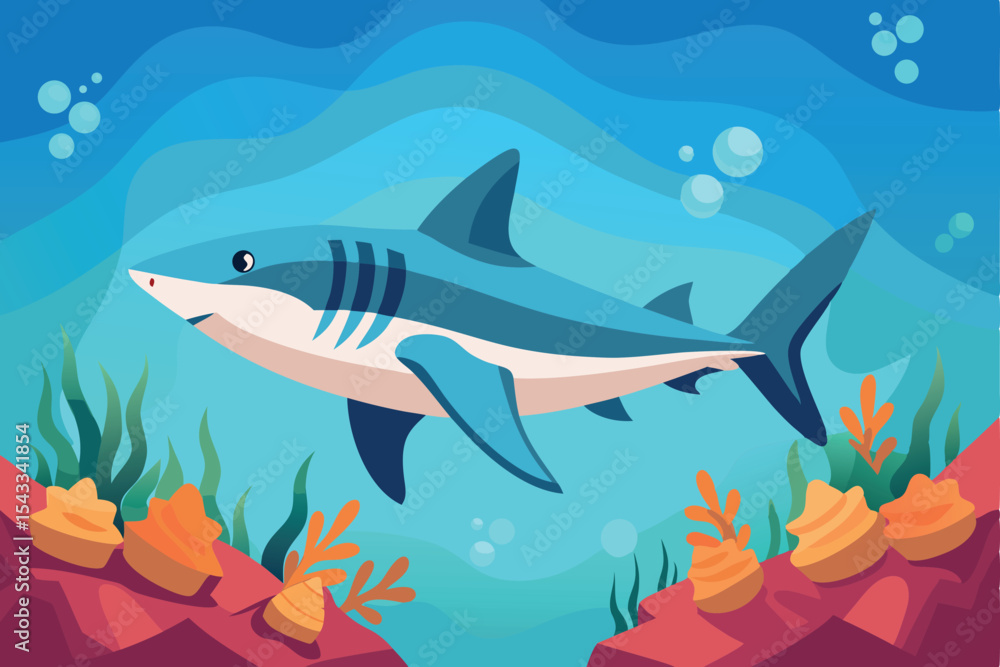 Obraz premium a solitary tiger shark patrolling its territory