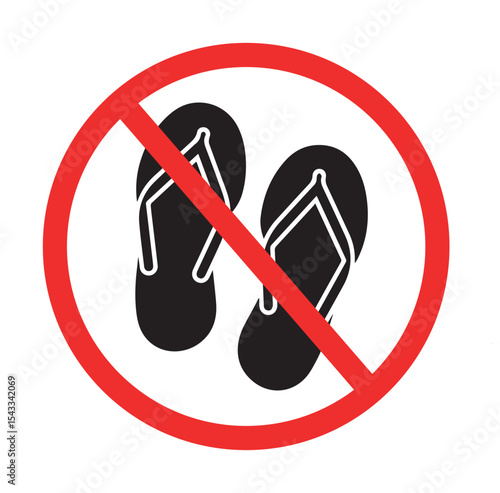 Tableau sur toile no flip-flops allowed sign on white background – footwear restriction symbol for