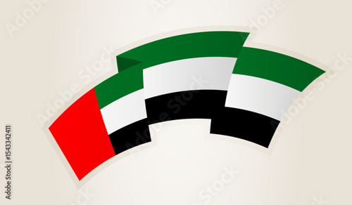 United Arab Emirates Flag in Abstract Ribbon Shape, National Symbol of the United Arab Emirates.