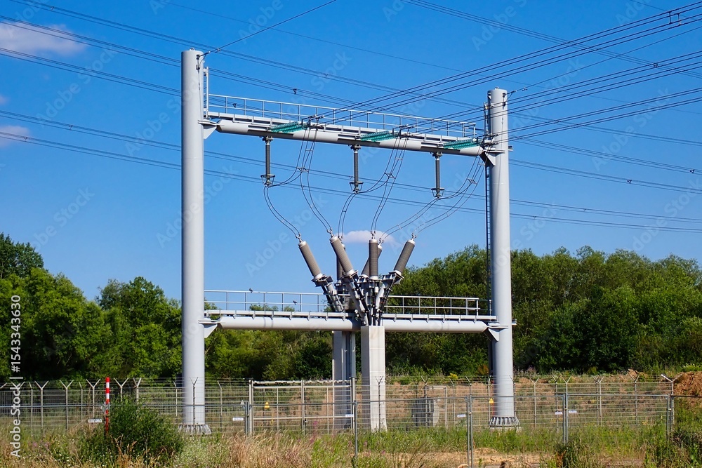 Fototapeta premium Elektrische Anlage Stromleitung Umwandler Elektrizität 