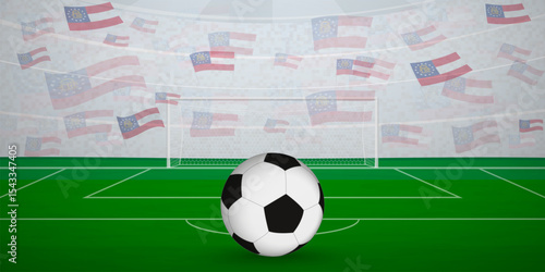 Georgian Football Arena Full of Fans with National Flags, Sports Event Illustration.