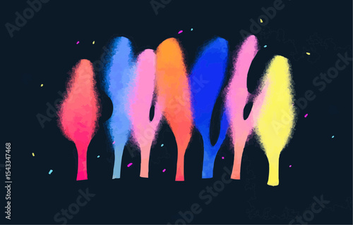 Web Icon: Primitive Style Color Forest. Primitive-style color forest icons for web and mobile applications. Online schools, landing pages, websites, AI digital, algorithm, smart robot, cloud computing