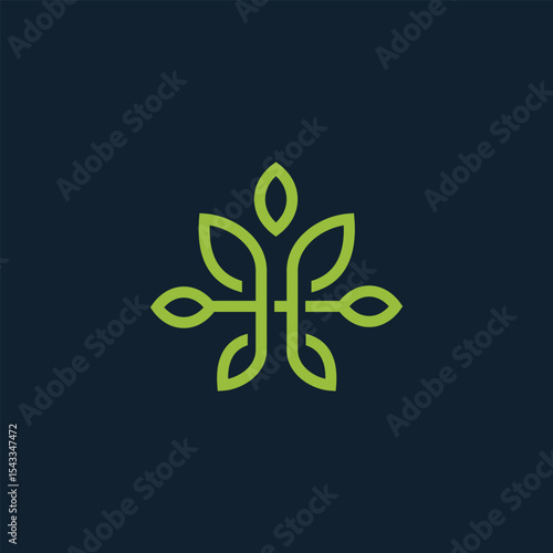 luxury leaf flower nature line logo