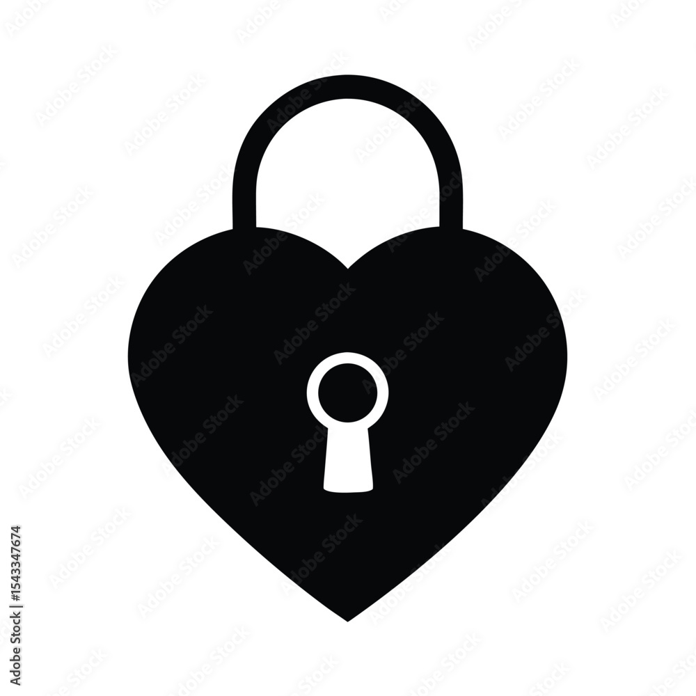 Heart shaped padlock silhouette vector illustration Heart shaped padlock silhouette vector illustration