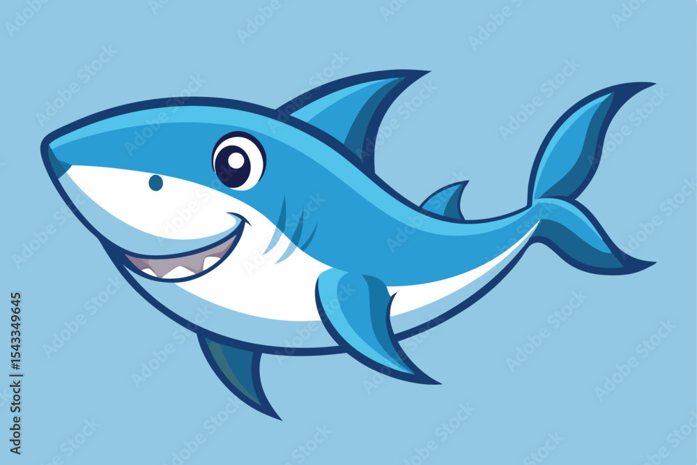 Fototapeta premium shark cartoon isolated on white background