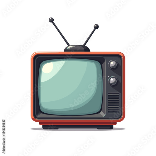 Retro Television Set Illustration with Antennae and Knobs, Vintage Style TV Design
