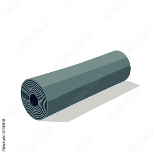 Rolled Up Yoga Mat Illustration on White Background for Fitness and Exercise
