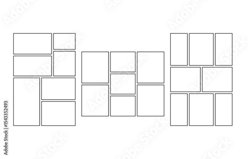 Vector outline frame, grid. Templates mosaic frames illustration. Vector rectangle mood board.