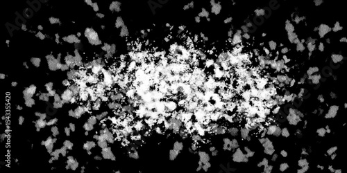 Snowflakes on dark background. white icy snowflakes isolated on black background, natural background. white crystalline powder on a black background. sugar dust. texture, pattern and clipping.