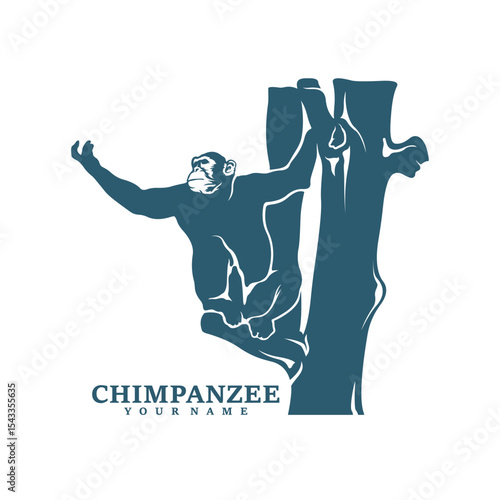 Chimpanzee logo design vector. Silhouette Chimpanzee Template Illustration. Icon Symbol