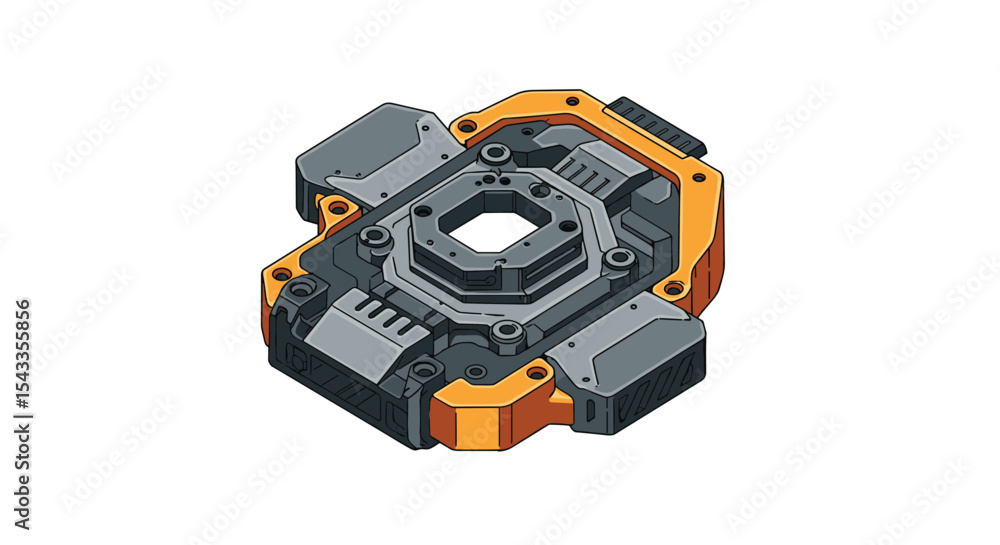 Fototapeta premium Futuristic technological device with geometric design for conceptual art and design projects isometric style vector illustration