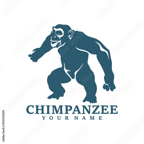 Chimpanzee logo design vector. Silhouette Chimpanzee Template Illustration. Icon Symbol