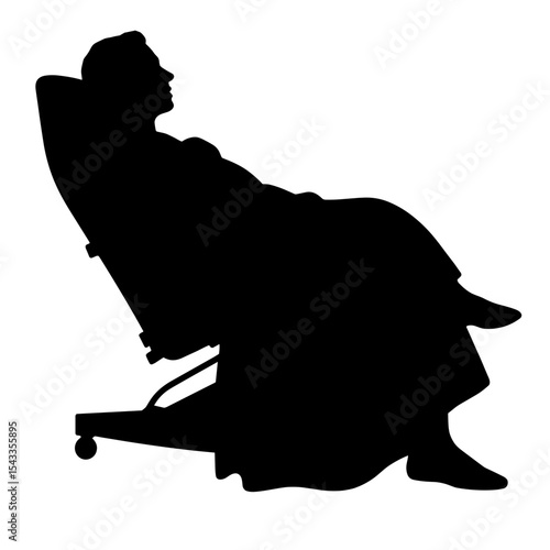 Silhouette of person relaxing on recliner under blanket, simplicity and calm
