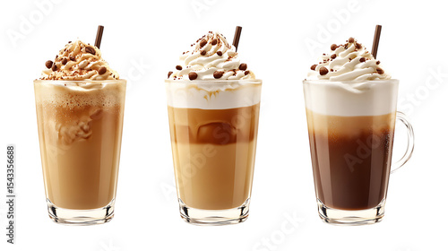 Wallpaper Mural Pack Collection Indulge Three Gourmet Coffee Creations set against transparent background Torontodigital.ca