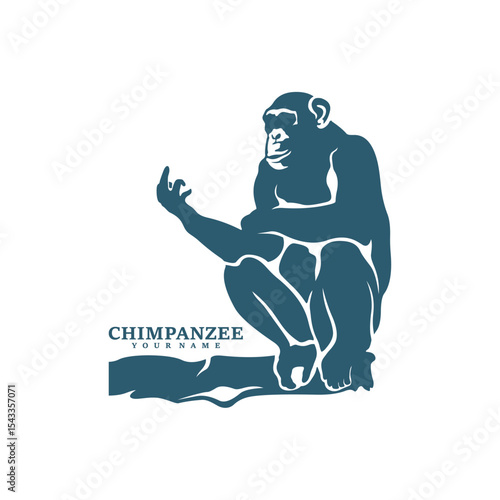 Chimpanzee logo design vector. Silhouette Chimpanzee Template Illustration. Icon Symbol