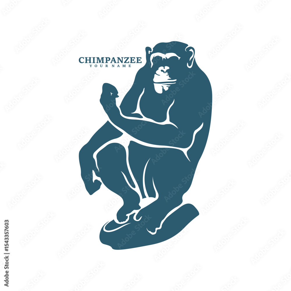 Fototapeta premium Chimpanzee logo design vector. Silhouette Chimpanzee Template Illustration. Icon Symbol