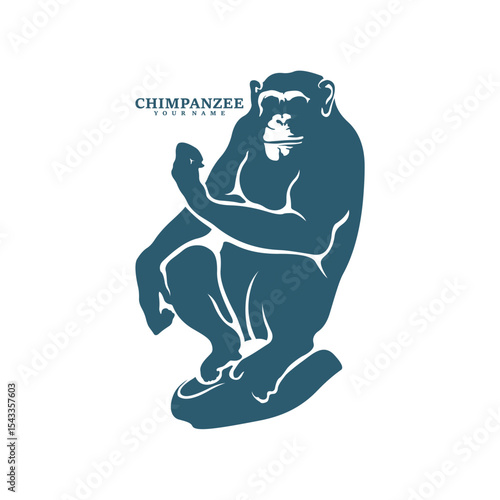 Chimpanzee logo design vector. Silhouette Chimpanzee Template Illustration. Icon Symbol