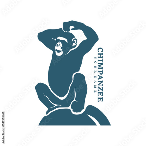 Chimpanzee logo design vector. Silhouette Chimpanzee Template Illustration. Icon Symbol