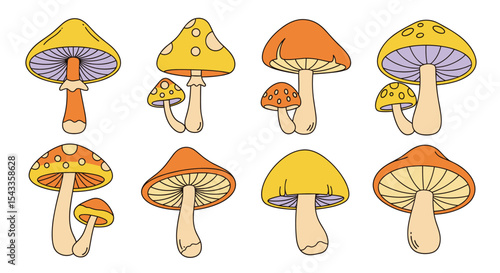 A Diverse Collection of Fungi A Colorful and Delightful Mushroom Showcase