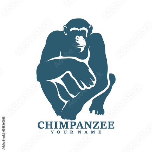 Chimpanzee logo design vector. Silhouette Chimpanzee Template Illustration. Icon Symbol