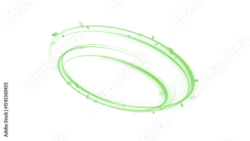 Green  air swirl effect with bright flow with flying mint leaves PNG. Green swirl on transparent background. Vector