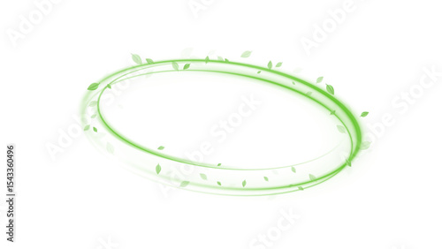 Green  air swirl effect with bright flow with flying mint leaves PNG. Green swirl on transparent background. Vector