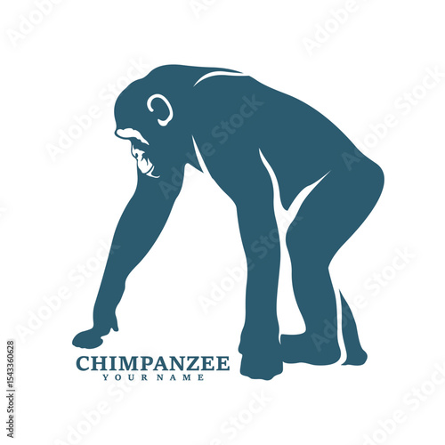 Chimpanzee logo design vector. Silhouette Chimpanzee Template Illustration. Icon Symbol