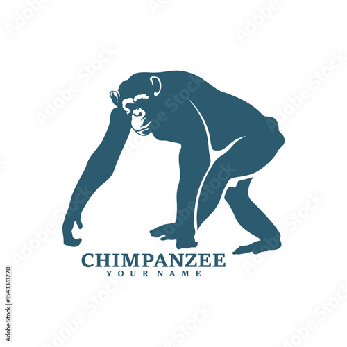 Chimpanzee logo design vector. Silhouette Chimpanzee Template Illustration. Icon Symbol