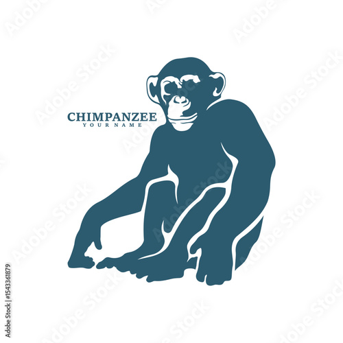 Chimpanzee logo design vector. Silhouette Chimpanzee Template Illustration. Icon Symbol