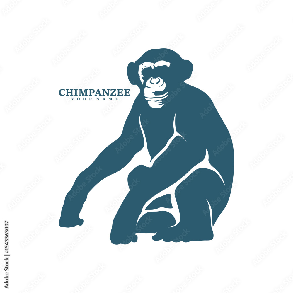 Fototapeta premium Chimpanzee logo design vector. Silhouette Chimpanzee Template Illustration. Icon Symbol