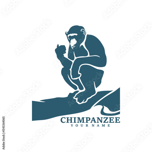 Chimpanzee logo design vector. Silhouette Chimpanzee Template Illustration. Icon Symbol