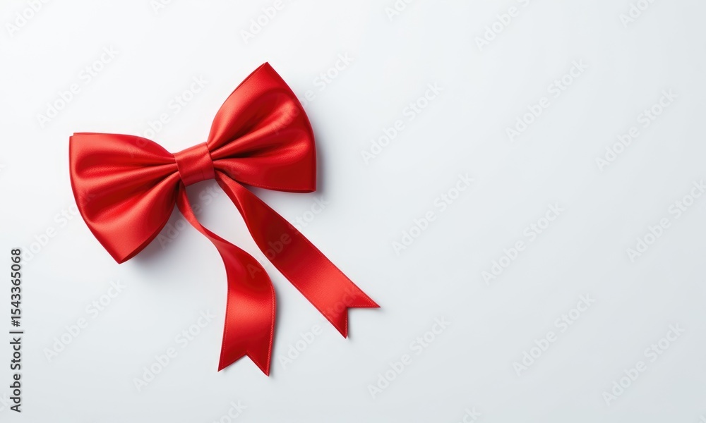 Elegant red satin bow on minimalistic white background perfect for celebrations Elegant red satin bow on minimalistic white background perfect for celebrations