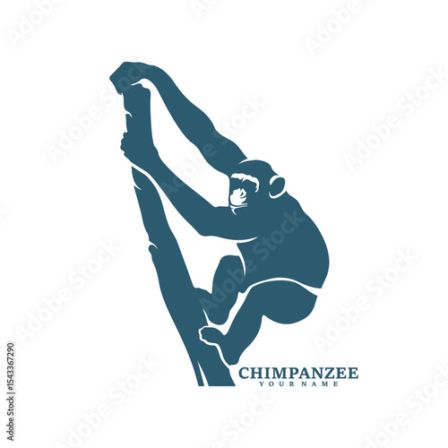 Chimpanzee logo design vector. Silhouette Chimpanzee Template Illustration. Icon Symbol