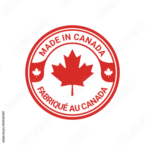 made in canada logo label design with circle maple element	