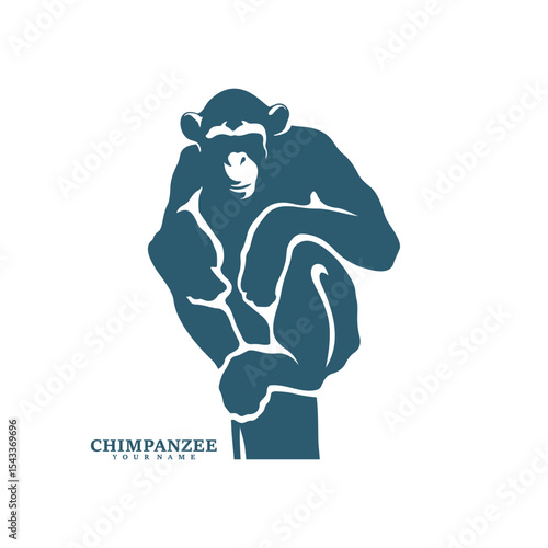 Chimpanzee logo design vector. Silhouette Chimpanzee Template Illustration. Icon Symbol