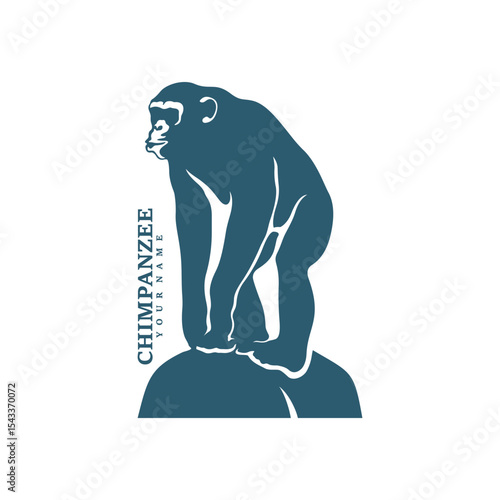 Chimpanzee logo design vector. Silhouette Chimpanzee Template Illustration. Icon Symbol