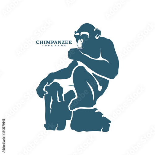 Chimpanzee logo design vector. Silhouette Chimpanzee Template Illustration. Icon Symbol